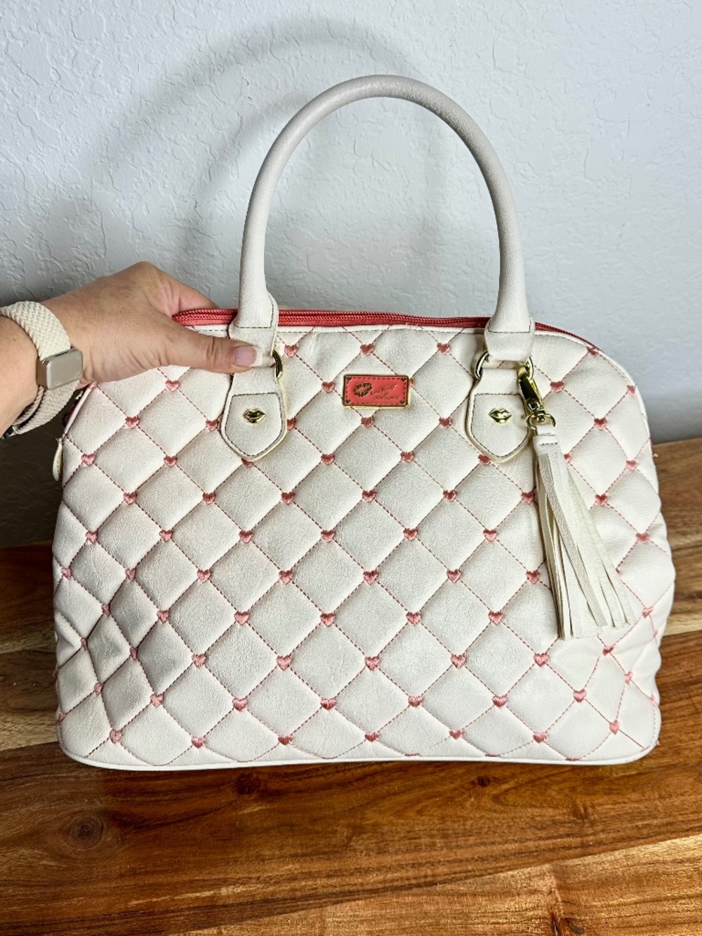 Luv Betsey by Betsey Johnson Faux Leather Quilted Satchel/ Handbag - Picture 5 of 16